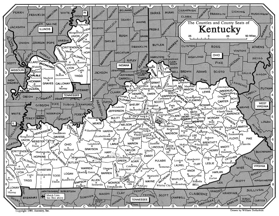 maps of kentucky counties. Counties and County seats of